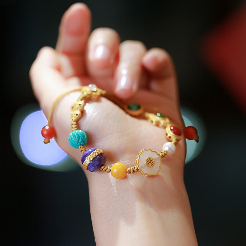 KarmaRipple's 925 Sterling Silver Authentic Hetian Jade Amber Red Agate Crystals Fortune Bracelet p5