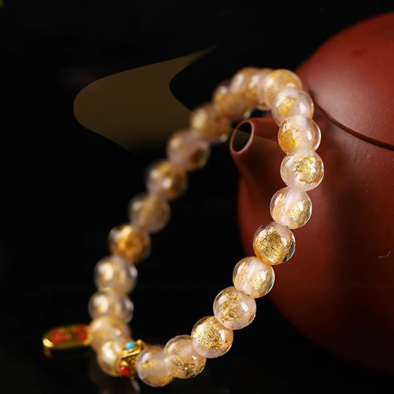 KarmaRipple's Tibetan Incense Ash Liuli Glass Bead Fortunate Fortune Fu Character Talisman Bracelet p10