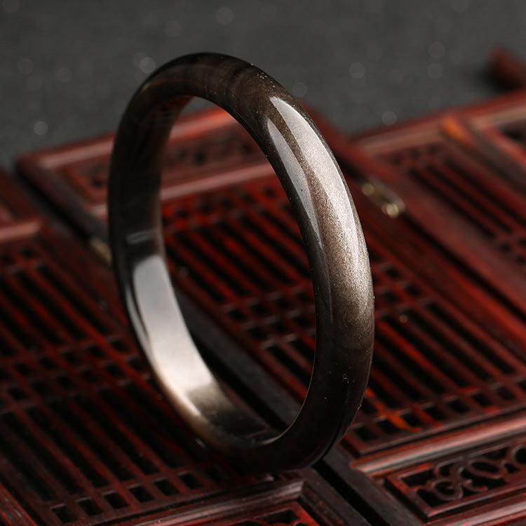 KarmaRipple's Gold Sheen Obsidian Silver Sheen Obsidian Protection Bracelet Bangle p11