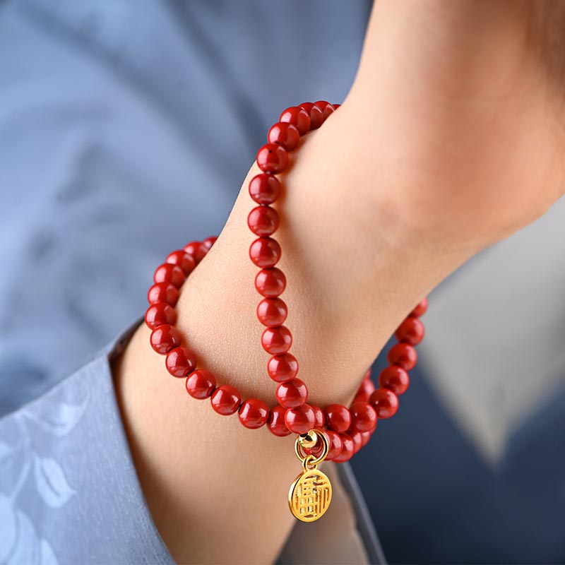 KarmaRipple's Tibetan Cinnabar Green Aventurine Fortune Bracelet Pendant p6