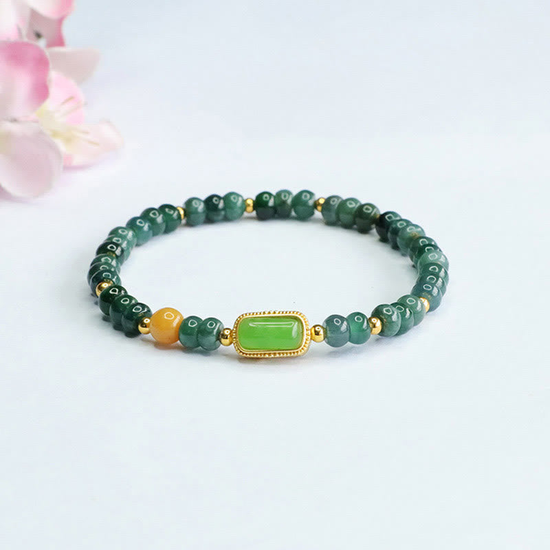 KarmaRipple's Authentic Green Jade Topaz Fortune Bracelet p1