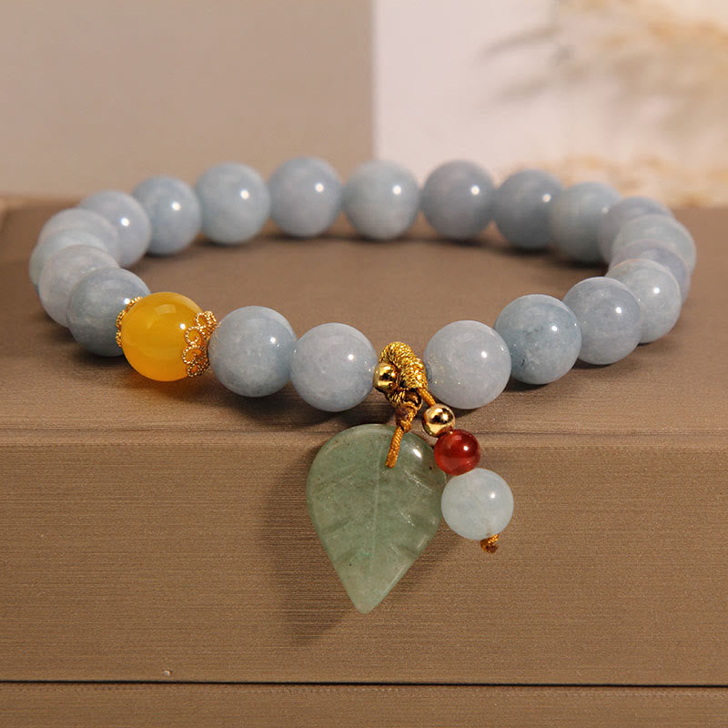 KarmaRipple's Aquamarine Jade Leaf Balancing Talisman Bracelet p11