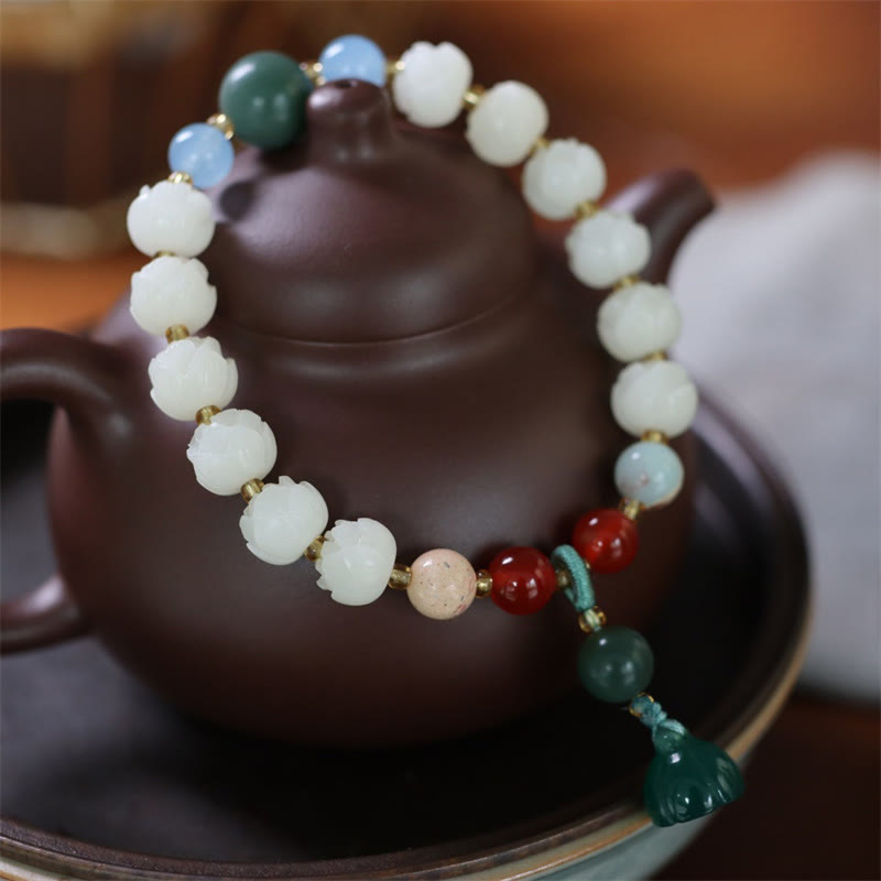 KarmaRipple's Bodhi Seed Lotus Bead Carved Peace Balance Bracelet p3