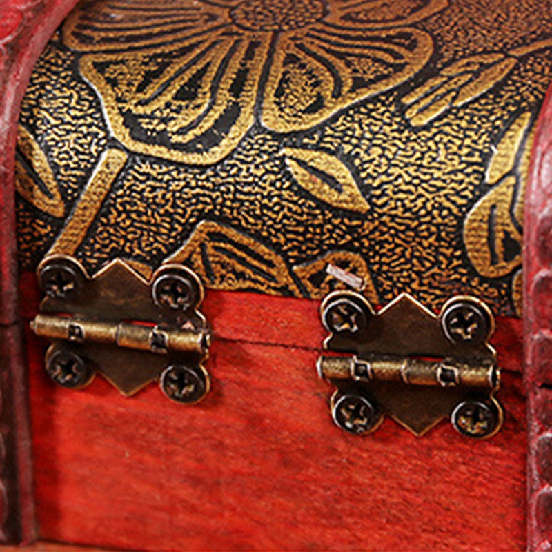 KarmaRipple's Retro Small Wood Jewelry Box Lotus Golden Grape Bronze Coin Daffodil Grass Flower Jewelry Storage Box p9