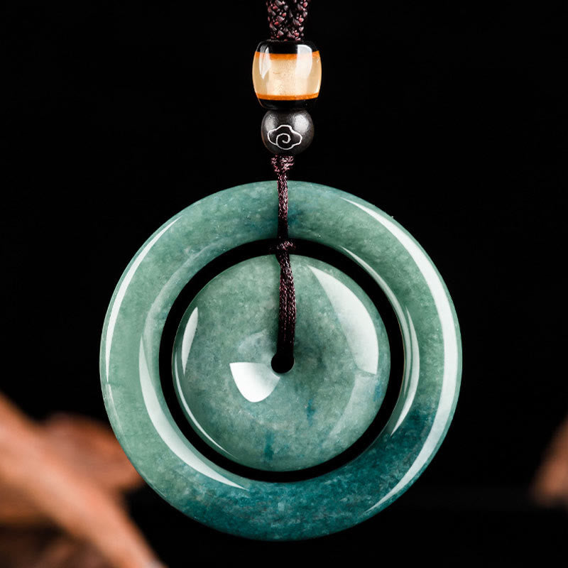 KarmaRipple's Authentic Round Jade Peace Buckle Fortune Prosperity Pendant Necklace p6