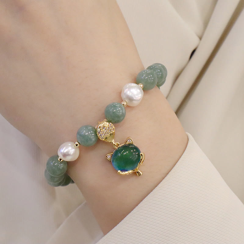 KarmaRipple's Jade Pearl Color-Changing Fox Talisman Fortune Bracelet p6