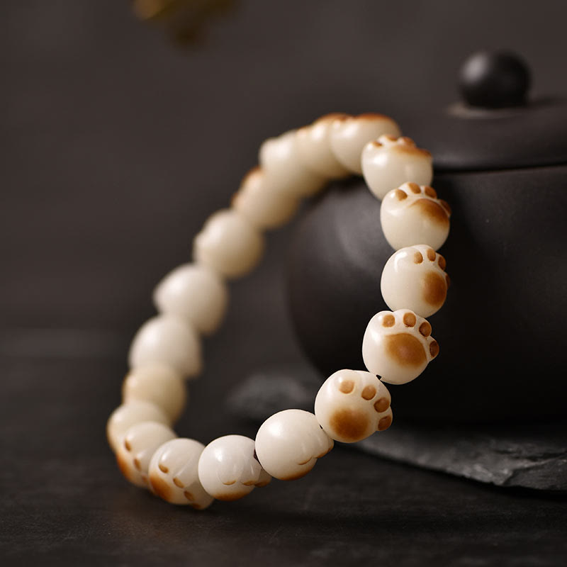 KarmaRipple's Cute Cat Paw Claw Bodhi Seed Peace Bracelet p22