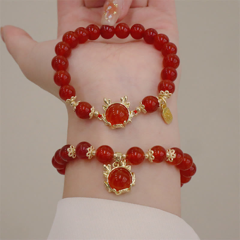 KarmaRipple's Year of the Dragon Red Agate Jade Peace Buckle Fu Character Success Bracelet p8