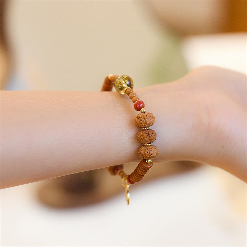 KarmaRipple's Tibetan Bodhi Seed Black Onyx Smoky Quartz Om Mani Padme Hum Fu Character Wealth Bracelet p6