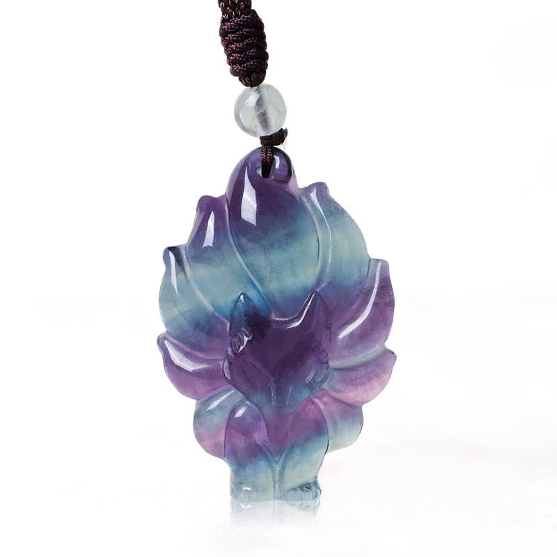 KarmaRipple's Authentic Fluorite Gold Sheen Obsidian Fox Necklace Protection Pendant p1