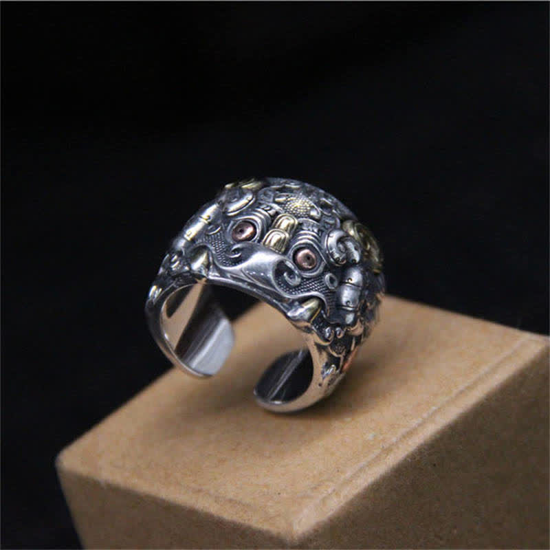 KarmaRipple's 925 Sterling Silver Fengshui Kui Cattle Protection Adjustable Ring p7
