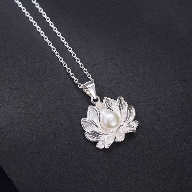 KarmaRipple's 925 Sterling Silver Lotus Flower Pearl Wealth Pendant Necklace p14