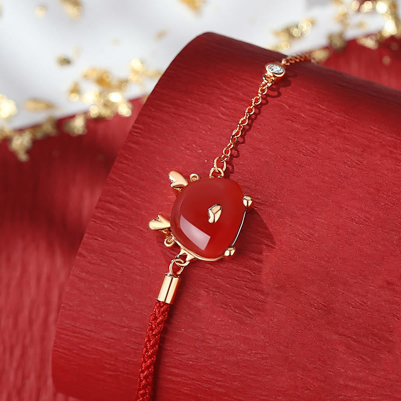 KarmaRipple's 925 Sterling Silver Year of the Dragon Authentic Hetian Jade Red Agate Cute Dragon Protection Success Bracelet Pendant Necklace Earrings p19