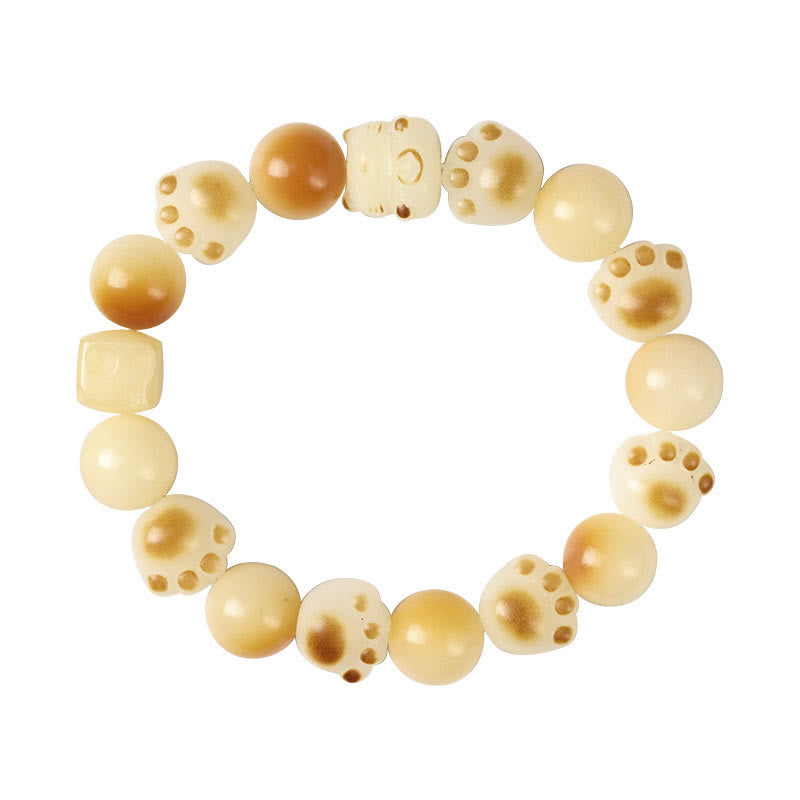 KarmaRipple's Authentic Bodhi Seed Sandalwood Fortunate Cute Cat Head Paw Claw Peace Bracelet p22
