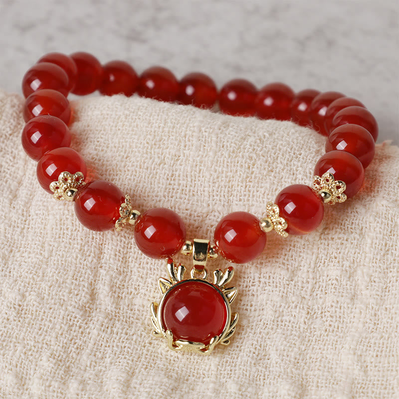 KarmaRipple's Year of the Dragon Red Agate Jade Peace Buckle Fu Character Success Bracelet p15