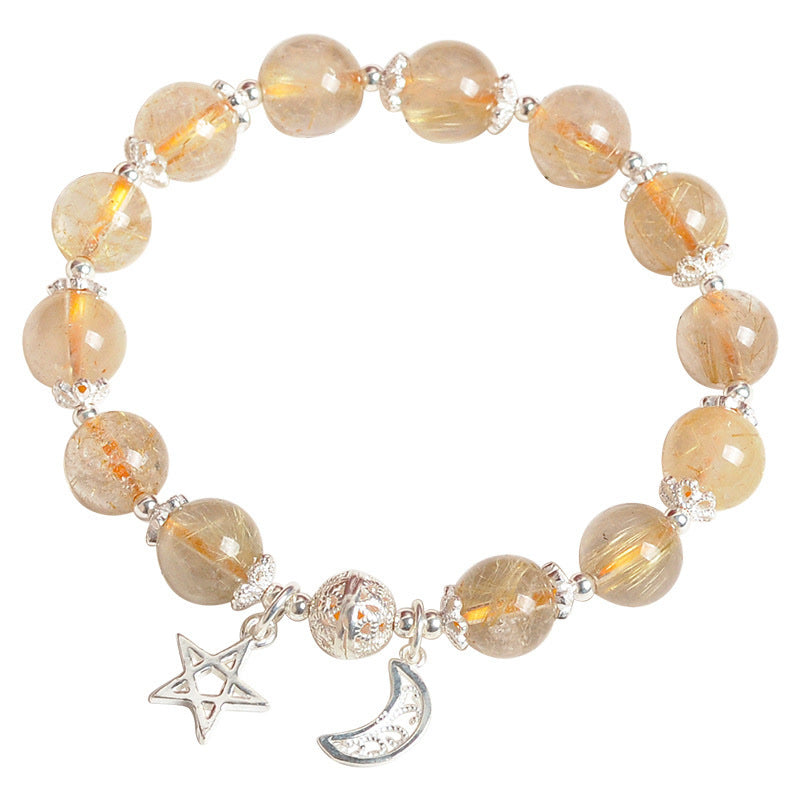 KarmaRipple's 925 Sterling Silver Authentic Citrine Happiness Moon Star Talisman Bracelet p10