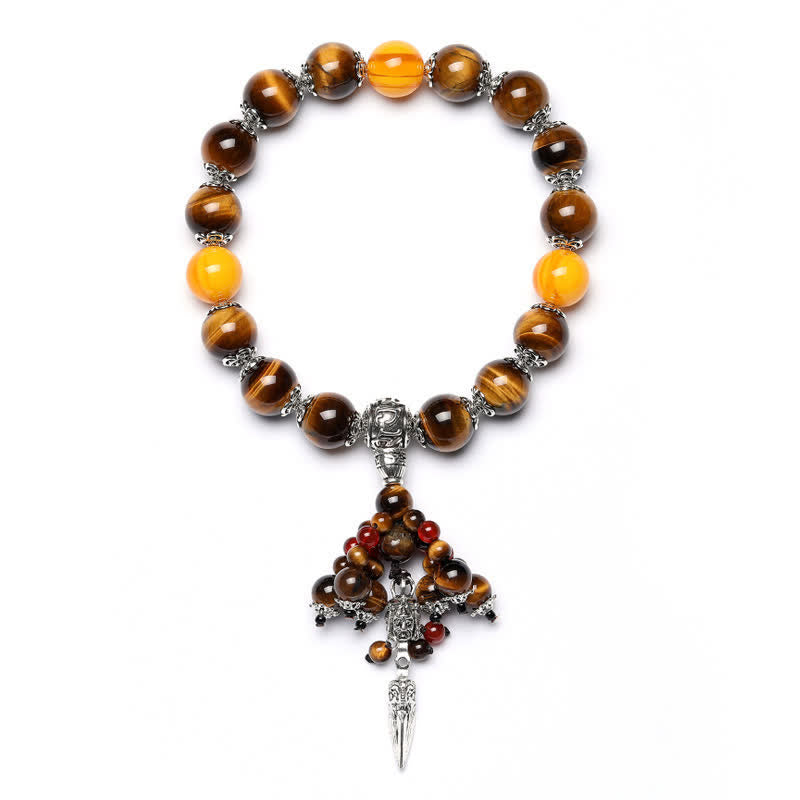 KarmaRipple's Authentic Tiger Eye Red Agate Dragon Vein Agate Stone Vajra Dorje Power Balancing Bracelet Car Decoration p12