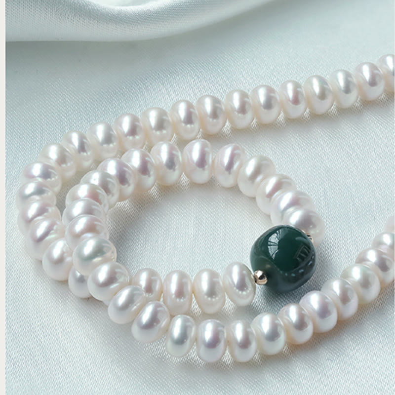 KarmaRipple's 925 Sterling Silver Authentic Pearl Hetian Jade Aquamarine Wisdom Sincerity Pendant Necklace Bracelet p6