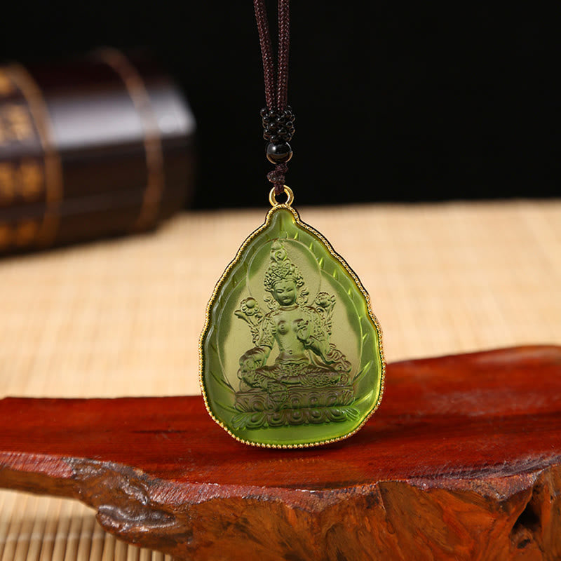KarmaRipple's Tibetan Buddha Liuli Gemstone Serenity Pendant Necklace p4
