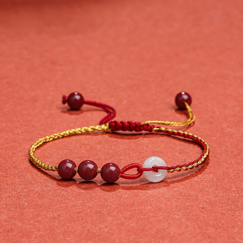 KarmaRipple's Authentic Cinnabar Jade Peace Buckle Blessing Bracelet p30