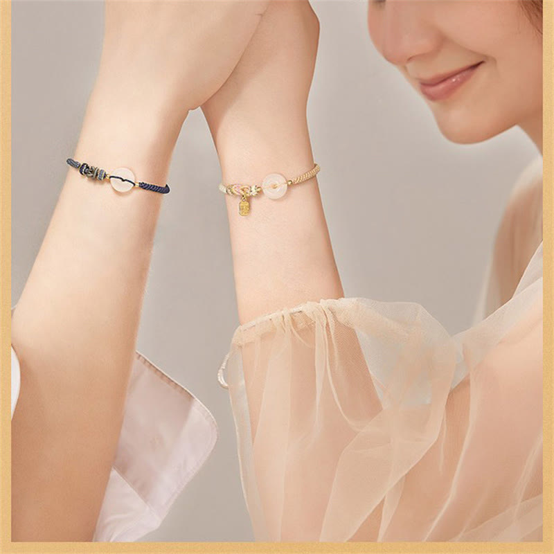 KarmaRipple's Handmade Ivory Agate Peace Buckle Fortune Happiness Protection Weave String Bracelet p12