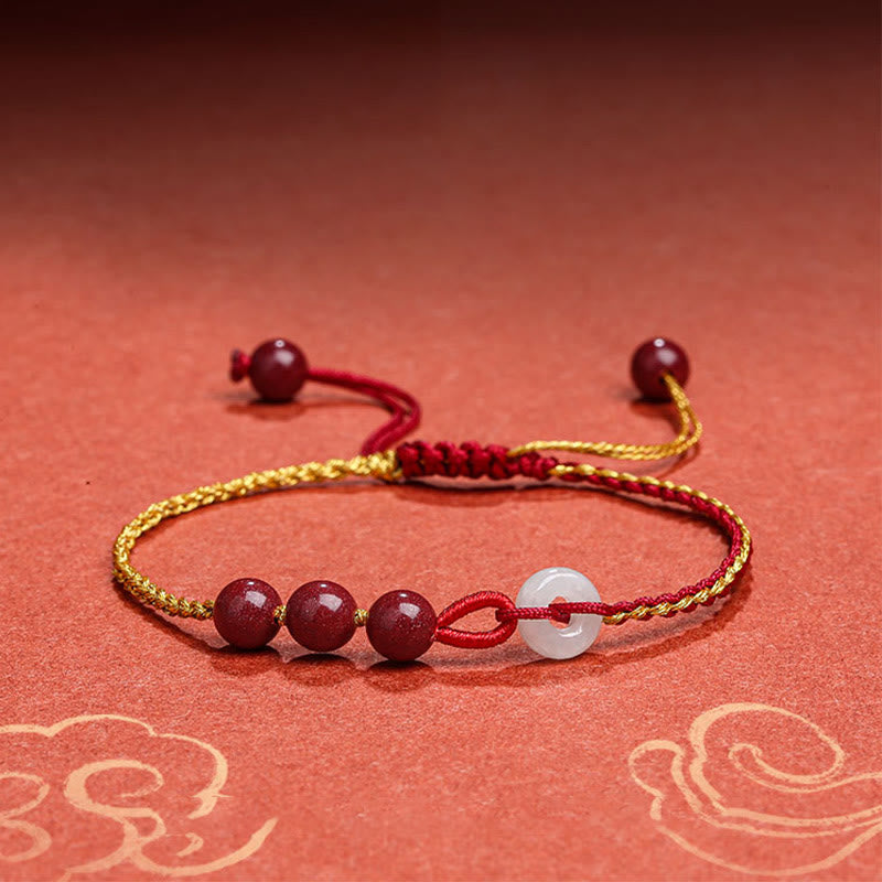 KarmaRipple's Authentic Cinnabar Jade Peace Buckle Blessing Bracelet p18