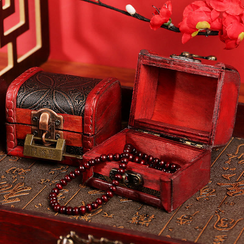 KarmaRipple's Retro Small Wood Jewelry Box Lotus Golden Grape Bronze Coin Daffodil Grass Flower Jewelry Storage Box p16