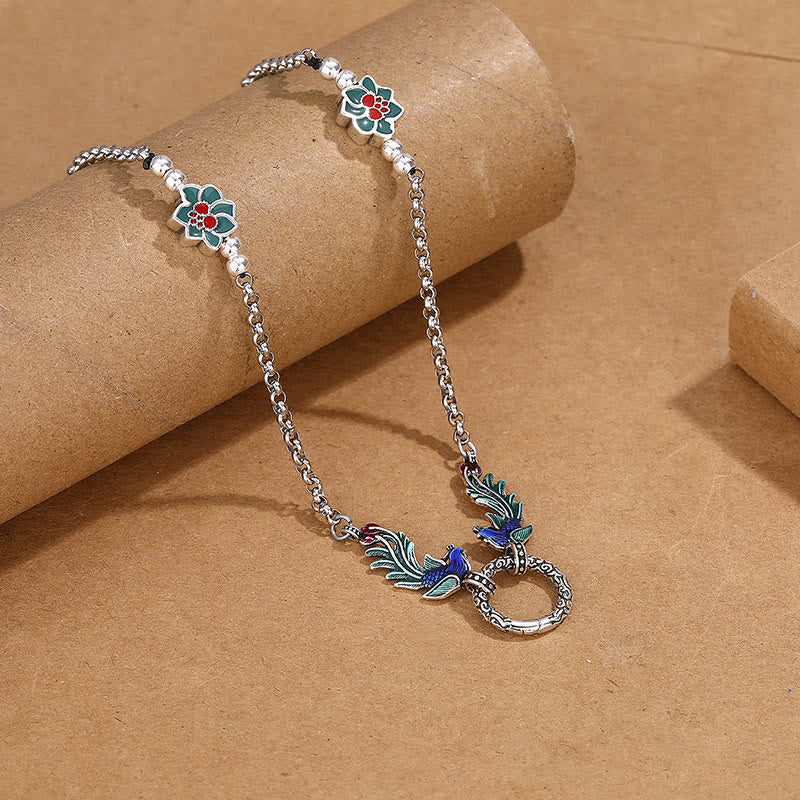 KarmaRipple's Phoenix Lotus Flower Fortune Protection Pendant Necklace p2