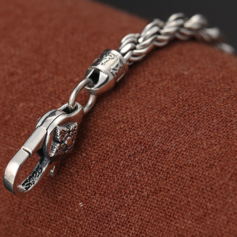 KarmaRipple's 925 Sterling Silver Tibet Om Mani Padme Hum Double Dorje Vajra Twisted Design Peace Love Bracelet p6