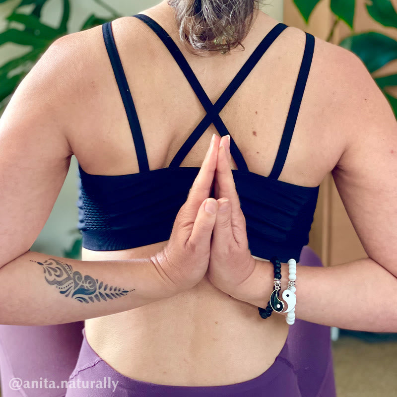 KarmaRipple's 2Pcs Black Onyx Ivory Turquoise Bead Yin Yang Protection Pair Bracelet p9