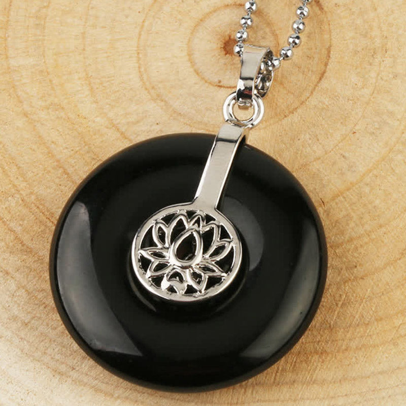 KarmaRipple's Various Gemstone Amethyst Pink Gemstone Lotus Balancing Pendant Necklace p5