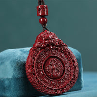KarmaRipple's Chinese Zodiac Authentic Cinnabar Bagua Amulet Keep Away Evil Spirits Pendant Necklace