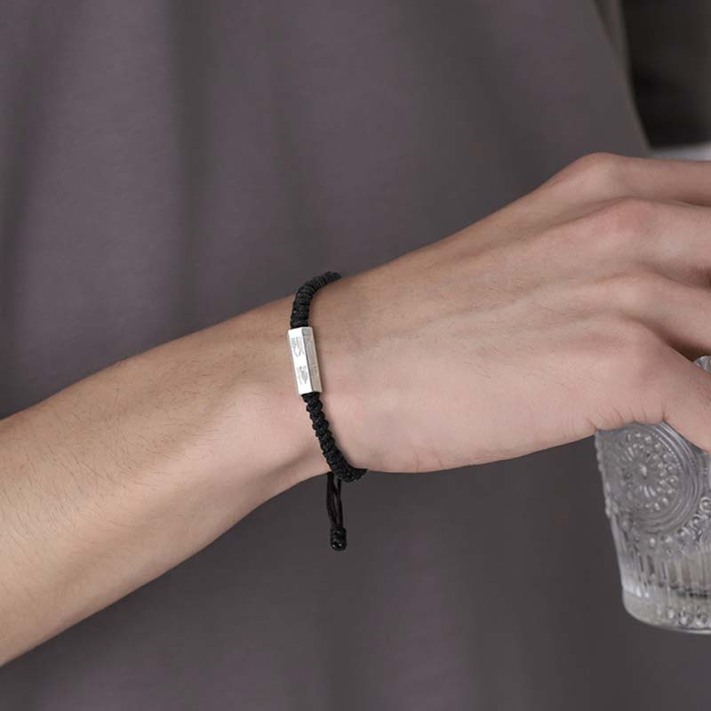 KarmaRipple's 925 Sterling Silver Letter Engraving Blessing String Bracelet p10