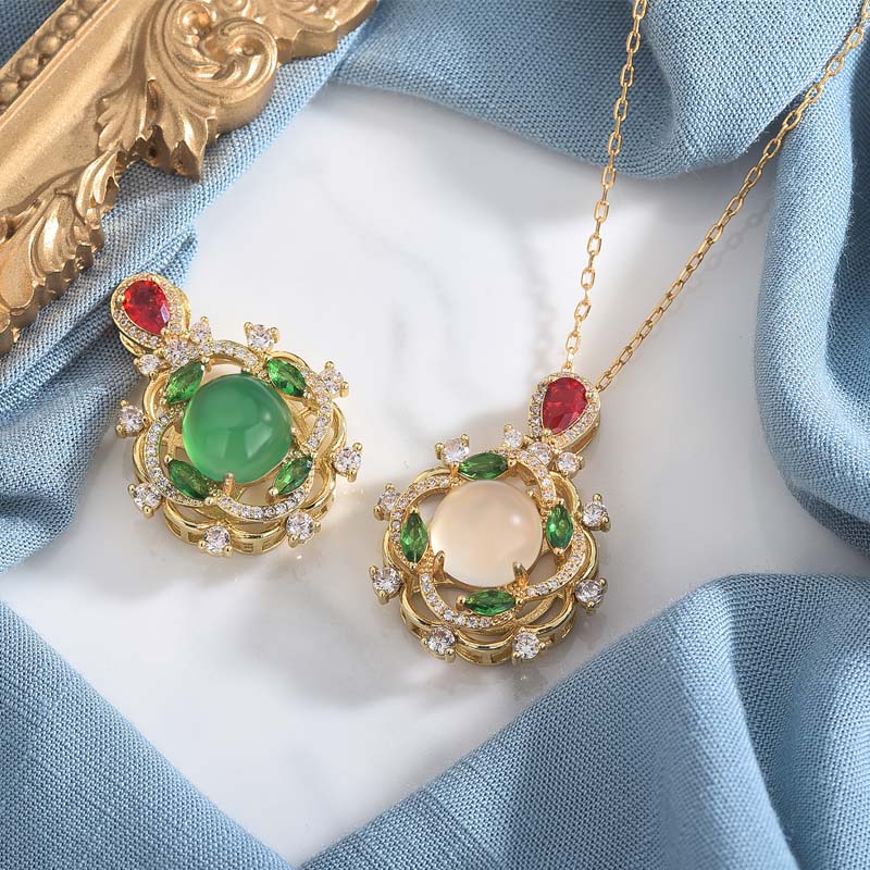 KarmaRipple's Cyan Jade Red Gemstone Fortune Pendant p4