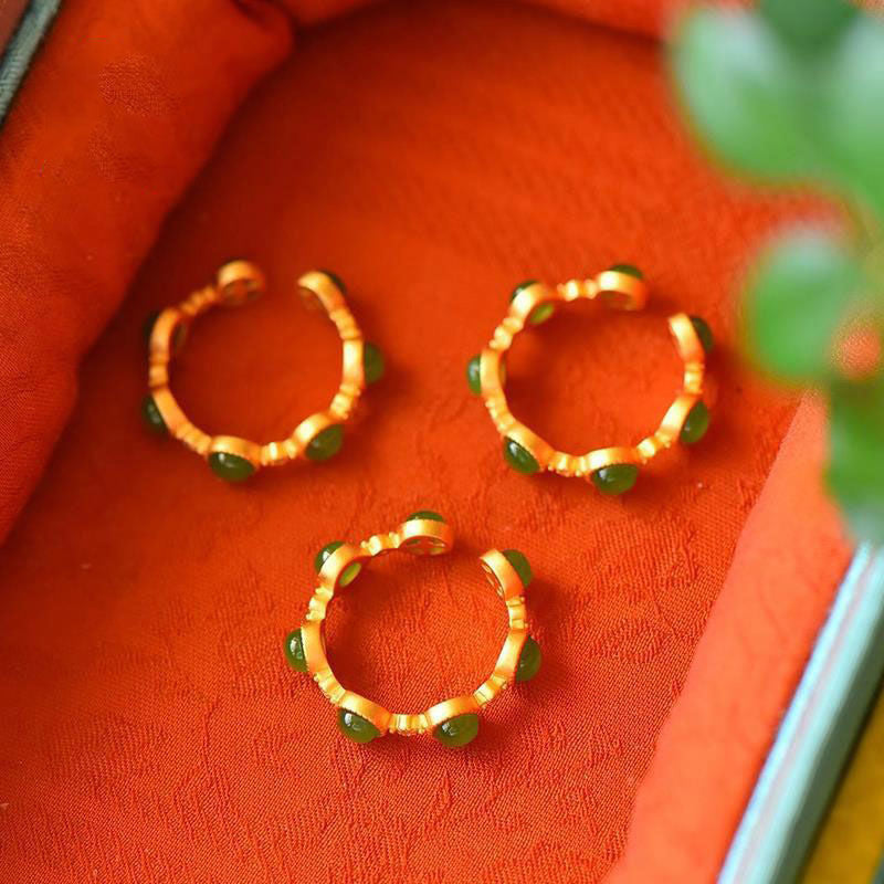 KarmaRipple's Cyan Jade Balancing Calm Adjustable Ring p14