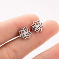 KarmaRipple's Tibetan Lotus Pattern New Beginning Stud Earrings