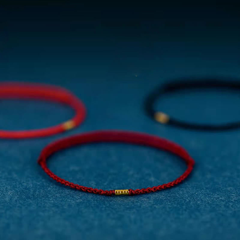 KarmaRipple's 925 Sterling Silver Fortunate Golden Bead Woven String Bracelet Anklet p10