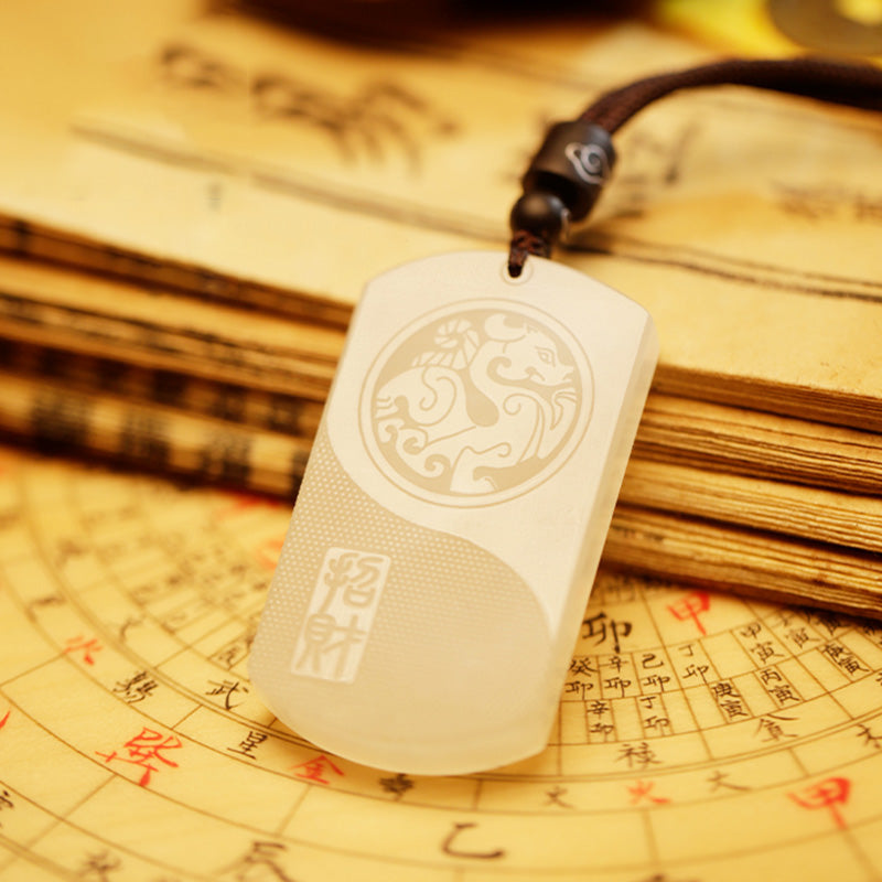 KarmaRipple's Ivory Jade PiXiu Yin Yang Fortune Protection Pendant Necklace p3