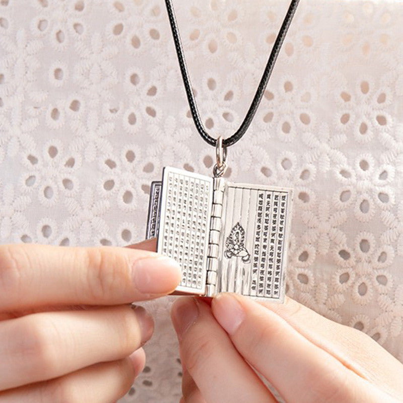 KarmaRipple's 990 Sterling Silver Heart Sutra Great Compassion Shurangama Mantra Lotus Vajra Peace Pendant Necklace p8