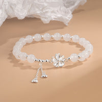 KarmaRipple's Ivory Jade Peach Blossom Petals Flower Fortune Bracelet