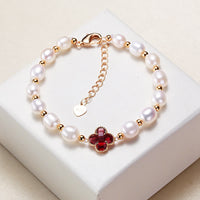 KarmaRipple's Pearl Four Leaf Clover Wealth Chain Bracelet