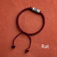 KarmaRipple's 925 Sterling Silver 12 Chinese Zodiac Cinnabar String Bracelet