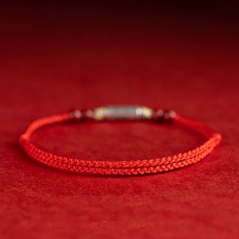 KarmaRipple's 925 Sterling Silver Koi Fish Cinnabar Bead Wealth Handcrafted Woven Bracelet Anklet p7