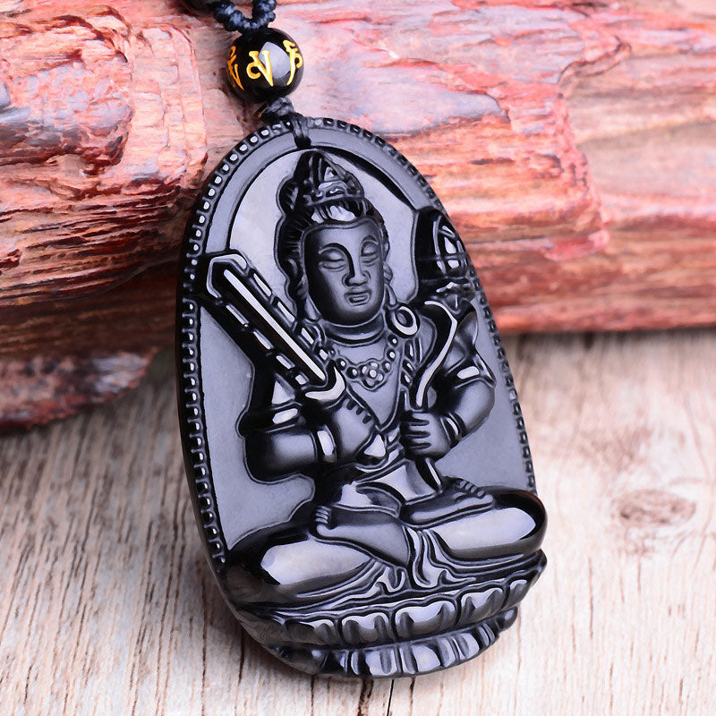 KarmaRipple's Chinese Zodiac Obsidian Buddha Amulet Protection Necklace Pendant p2
