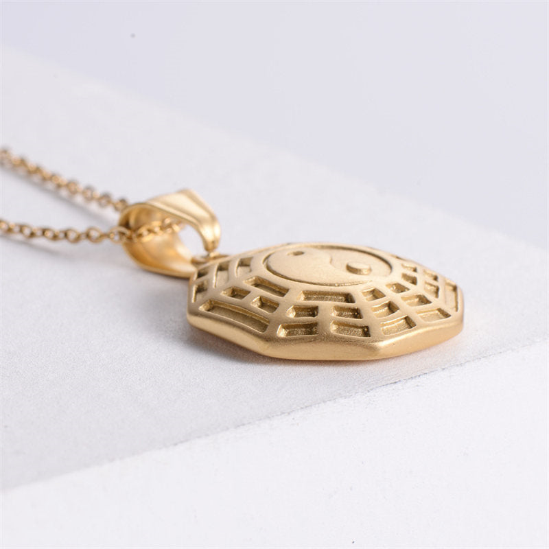 KarmaRipple's Bagua Yin Yang Titanium Steel Balance Pendant Chain Necklace p5