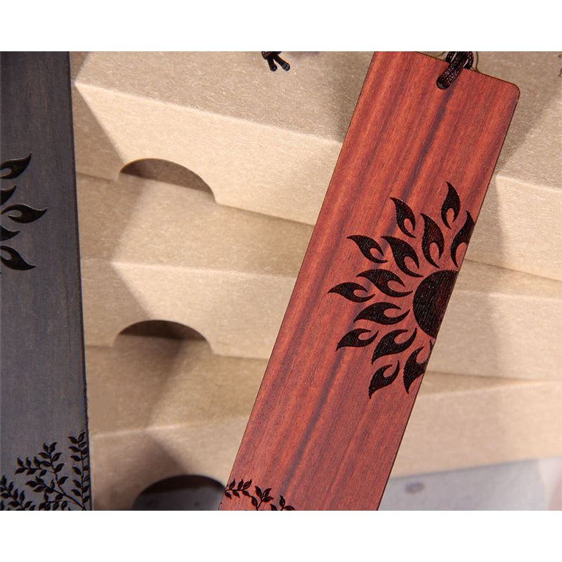 KarmaRipple's Sun Tree Ebony Wood Small Leaf Red Sandalwood Bookmarks With Gift Box p15