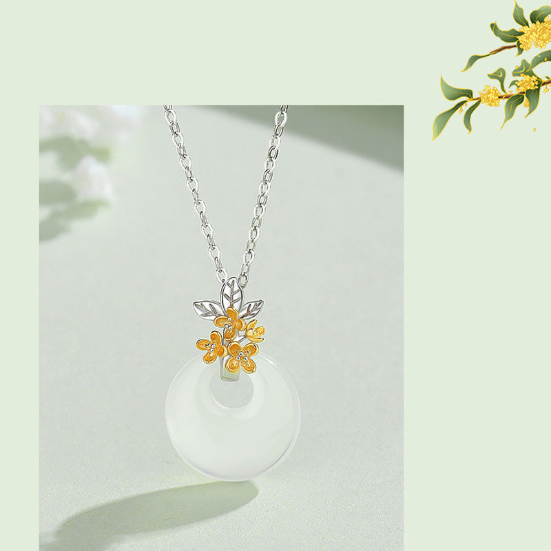 KarmaRipple's 925 Sterling Silver Round Chalcedony Twelve Months Flower Balance Pendant Necklace p23