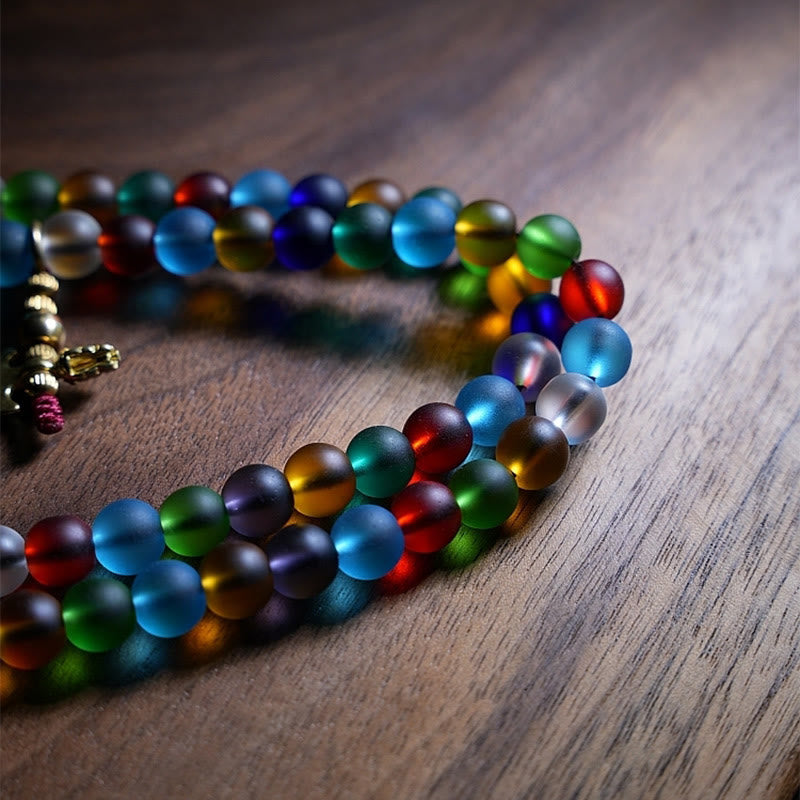 KarmaRipple's Tibetan 108 Mala Beadwork Multicolored Liuli Glass Bead Chinese Zodiac Nine Palaces Eight Diagrams Talisman Bracelet p4