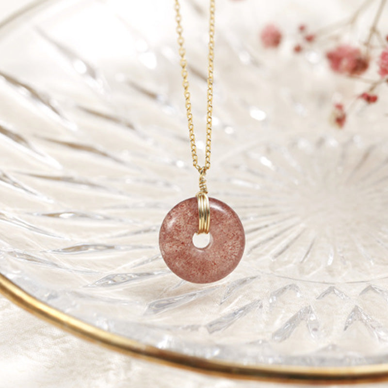 KarmaRipple's 925 Sterling Silver Strawberry Quartz Balancing Positive Pendant p3