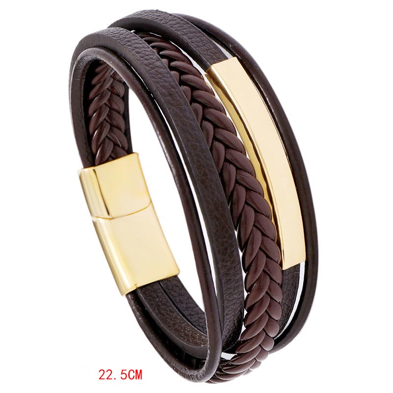 KarmaRipple's Simple Design Titanium Steel Leather Fortune Bracelet p14